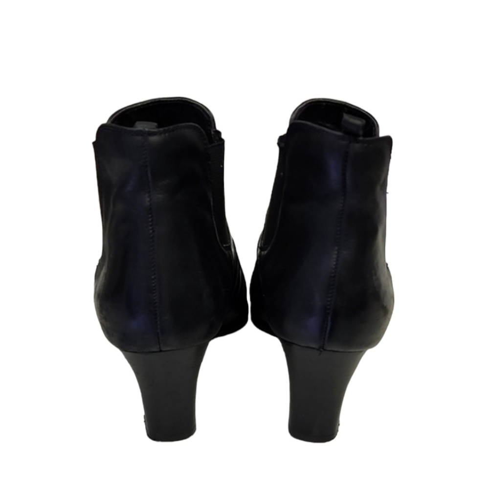 VINTAGE ROS HOMMERSON Ruched Leather Booties 10W Black Chelsea Ankle Booties - Picture 4 of 16